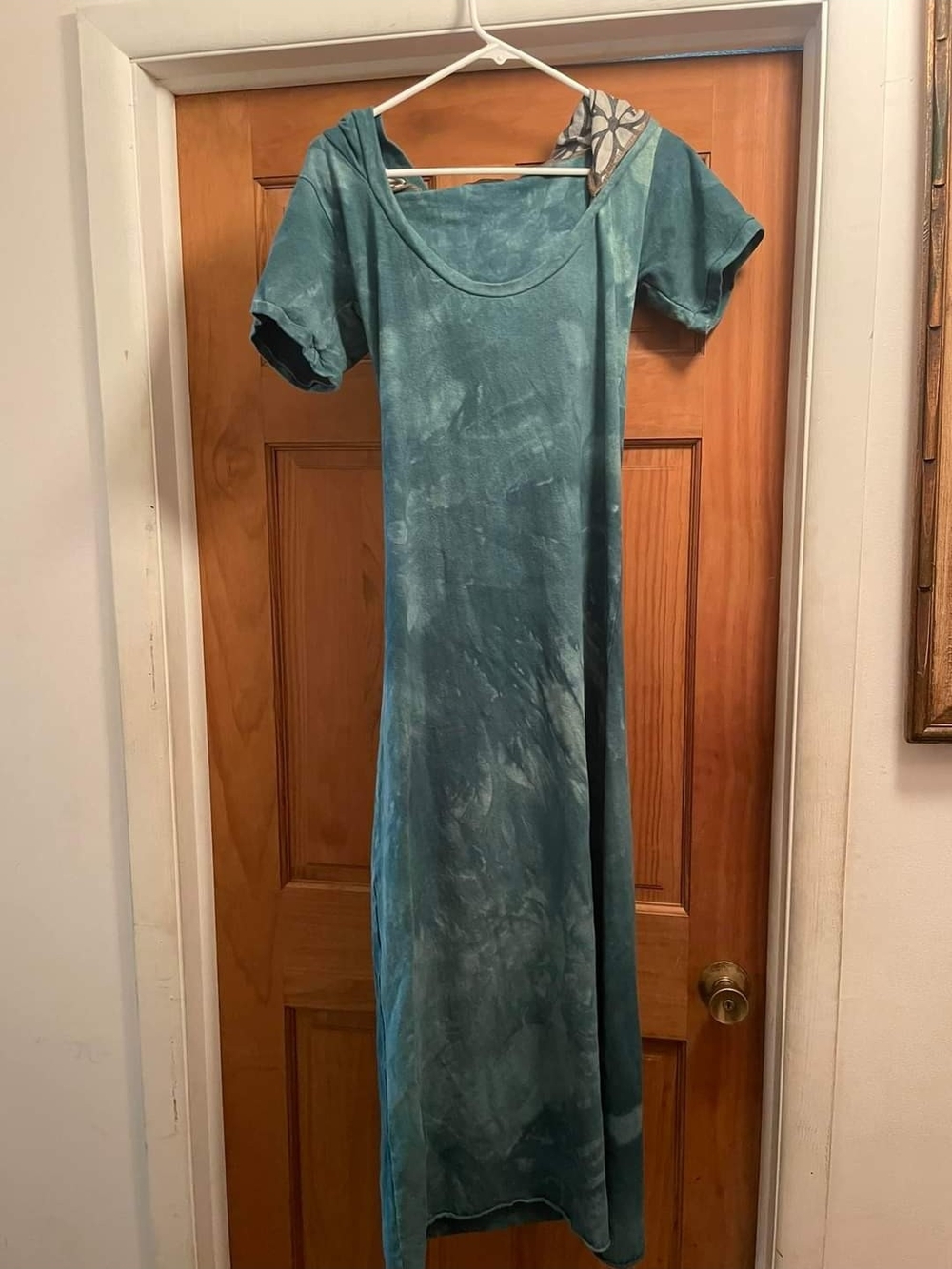 Malachite Hully Gully By Sinew Moon Teal Short-Sleeve Maxi Dress with Scoop Neck